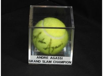 Signed Andre Agassi Tennis Ball In Case