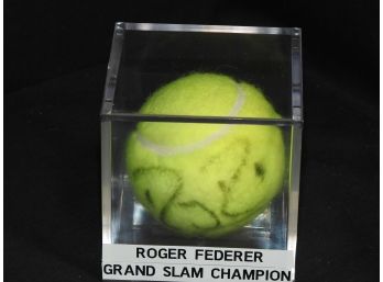 Signed Roger Federer Tennis Ball In Case