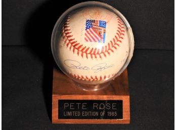Rare Sept 11th 1 Of 1985 Pete Rose Signed First Day Stamp Issued Baseball In Case With Plaque