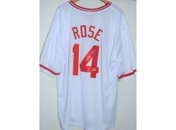 Signed Should Be HOFer Cincinatti Reds Pete Rose Hit King Baseball Jersey With COA