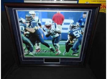 Signed Framed New England Patriots Legarrette Bount Football Photo With COA