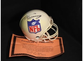 Signed Future HOFer NY Giants Eli Manning Mini Football Helmet With COA