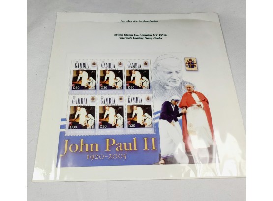 Pope John Paul II And Mother Teresa  Mint Stamp Sheet