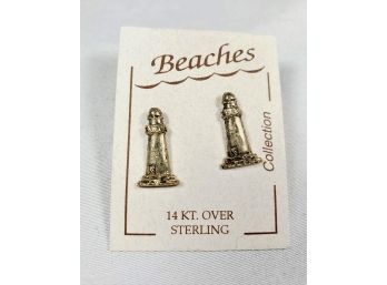 14k Over Sterling Small Lighthouse Earrings(NEW)