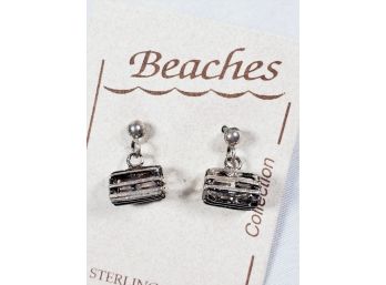 Small Sterling Silver Lobster Traps Earrings (NEW)