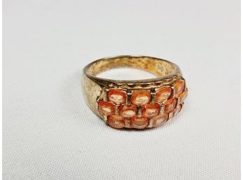 Vintage Gold Over Sterling Silver Orange Stone Ring