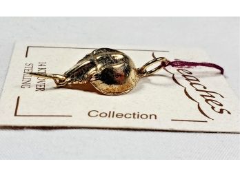 14k GOLD Over Sterling Silver Small Horseshoe Crab Pendant(NEW)