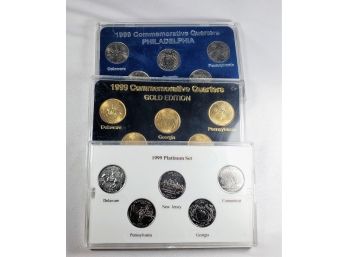 1999 Gold, Platinum Covered  And Philly  State  Quarter Sets