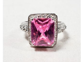 New Beautiful Pink Stone Sterling Silver Ring
