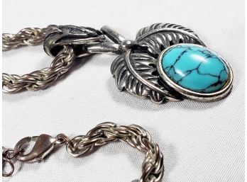 Heavy Turquoise Fashion  Necklace And Pendant