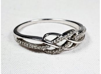 10k White Gold Diamond Bow Tie Ring