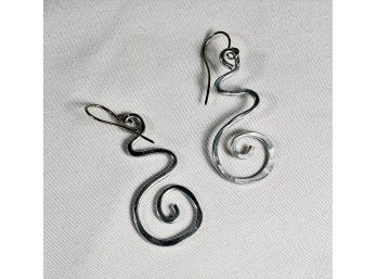 Hanging Spiral Sterling Silver Earrings