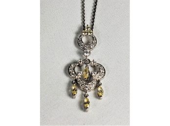 Ornate Sterling Silver Necklace And Pendant