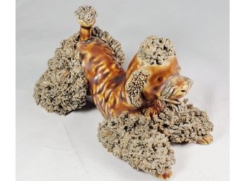 Poodle Figurine Porcelain And Rock(unique)
