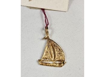 New  Small 14K Over Sterling Silver  Boat Pendant