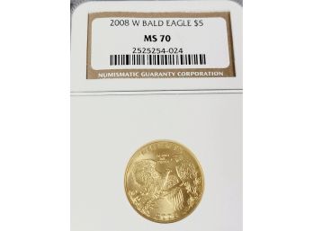 Perfect 2008 Bald Eagle Pure Gold US Commemorative  Coin Slabbed And Graded MS-70