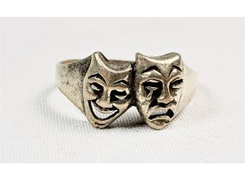 'Comedy And Tragedy' Theater Mask Sterling Silver Ring