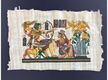 Hand Painted Egyptian Hunting Scene On Papyrus