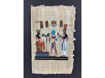 Hand Painted Egyptian Ceremony Scene On Papyrus