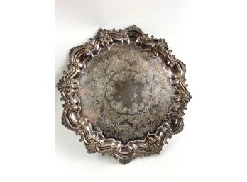 Round Vintage Silver Plate Tray