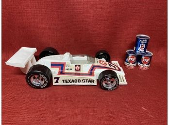 Texaco Star F-1 Car & RPM Motor Oil Tin Coin Banks