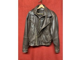 Mens Leather Dual Zipper Motorcycle Jacket
