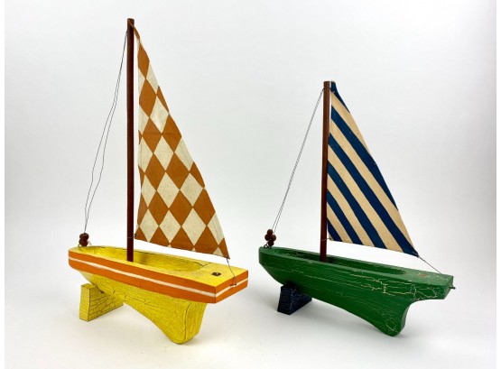 Pottery Barn Decorative Wooden Sailboats