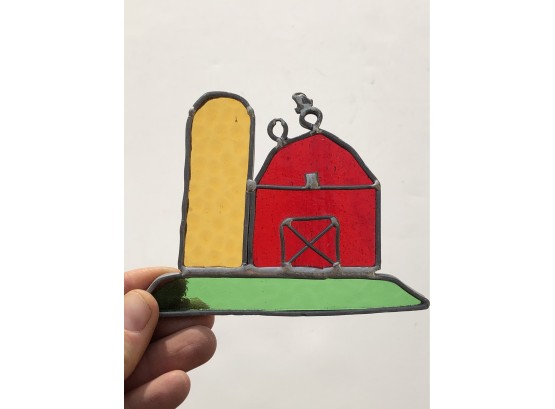 Handmade Stained Glass Barn And Silo