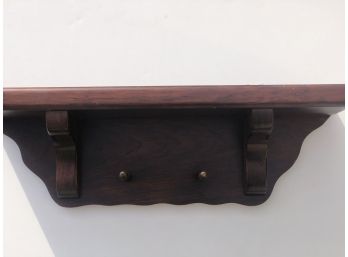 Rustic Heavy Wooden Display Shelf With Two Pegs