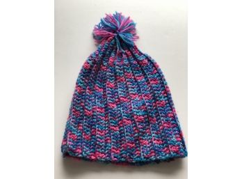 Hand Knit Womens Small Pom Pom Hat