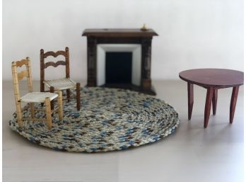 Lot Of Doll House Furniture - 2 Chairs, Rug,