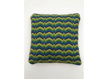 1970s Handmade Chevron Pillow - Amazing Condition Bright Vibrant Colors