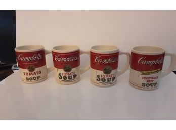 4 Vintage Campbell Porcelain Mugs 1960s