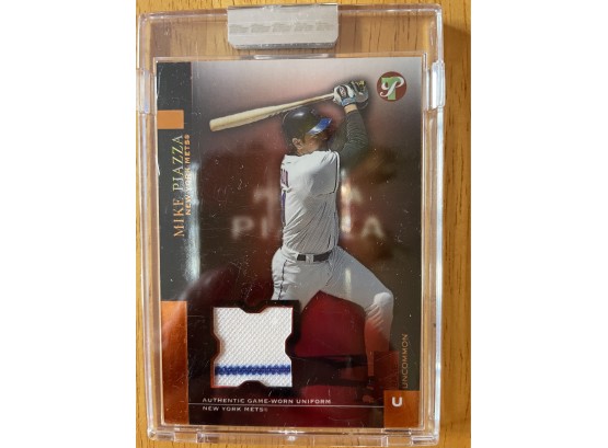 Mike Piazza Playing Card In Case - Includes Actual Piece Of Player Jersey!