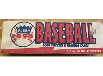 Fleer 1990 Box Of Baseball Cards And Logo Stickers - New In Box