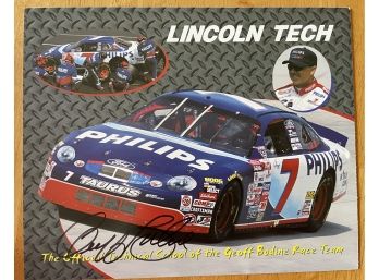 Signed Geoff Bodine Picture From Official Lincoln Technical School Of Geoff Bodine Race Team.