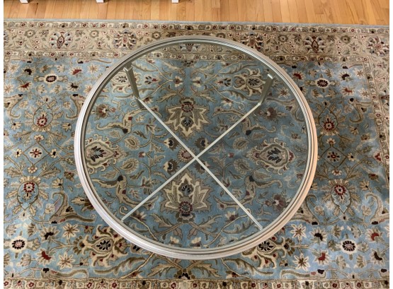 Ethan Allen Glass And Metal Round Coffee Table