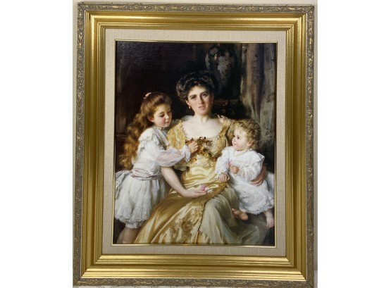 Gold Framed Print Of Mother & Children