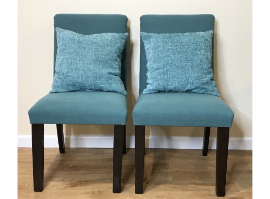 Two Upholstered Side Chairs With Wooden Legs