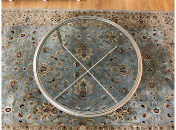 Ethan Allen Glass And Metal Round Coffee Table