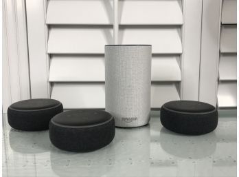 Three Echo Dots & Amazon Speaker