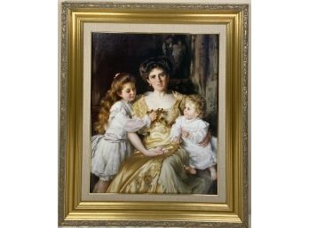 Gold Framed Print Of Mother & Children