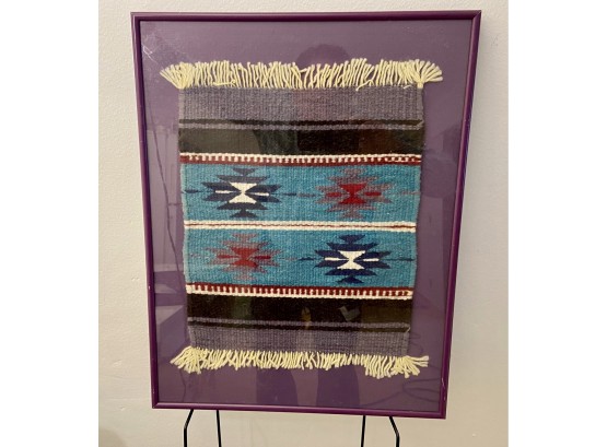 Framed Zapotek Indian 100 Percent Wool Yarn Weaving Created In Oaxaca, Mexico