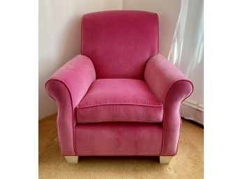 Most Comfortable, Cozy, Pink Velvet Arm Chair Fit For The Bedroom Of A Princess.