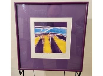 Abstract  Silkscreen Interpretation Of The Lavender Fields In France , Signed  By Respected Artist Anderson