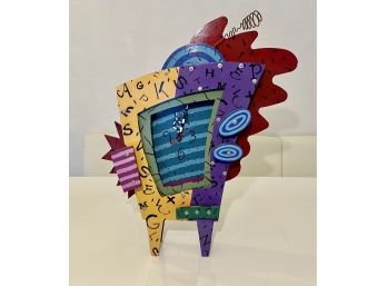 Mixed Media Sculpture Clock Titled 'Big Time TV' By Andrea And Eric Paige