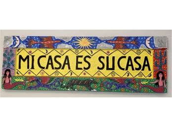 Beautifully Carved And Painted Wooden Sign