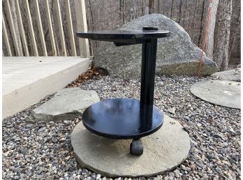 Black Lacquer Rolling, Two Tier End Table