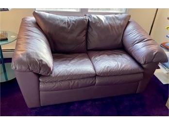 Leather Sofa With Pull Out Single Bed And Matching Ottoman