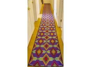 High Quality Carpet Runner In Unique, Brightly Colored Geometric Pattern